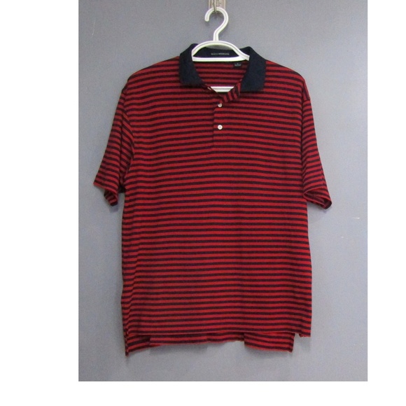 Club Colors Blue & Red Striped Polo Golf Shirt L - Picture 1 of 4